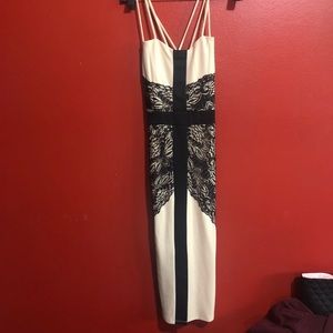 Nude dress with black